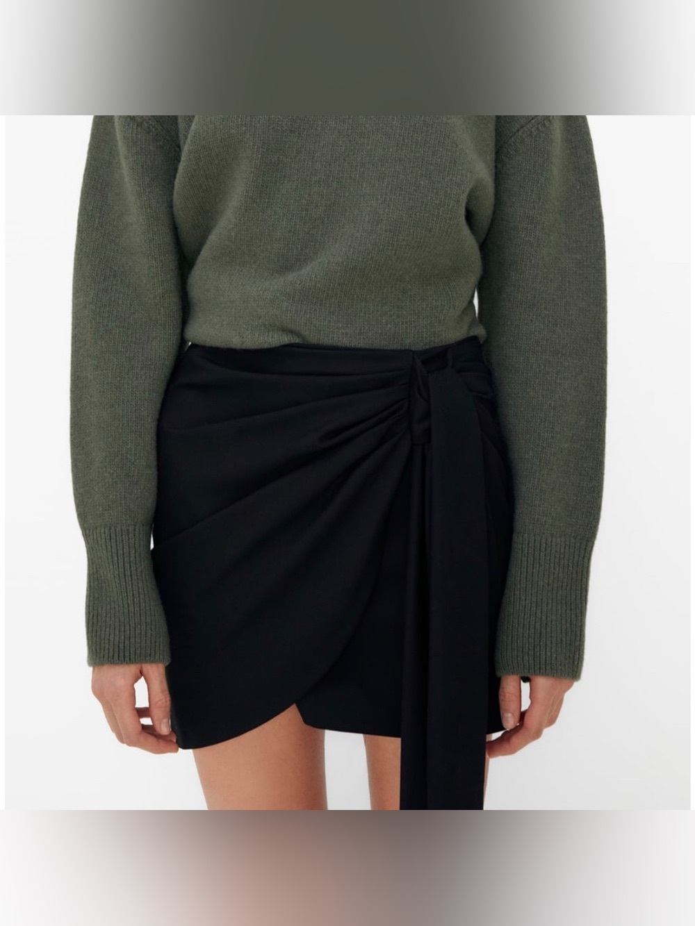 Zara Black Wrap Knot Mini Skirt
